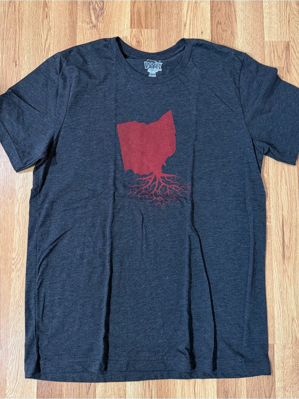 Men’s Charcoal Short-Sleeve Tee with Red Ohio “Wear Your Roots” Graphic